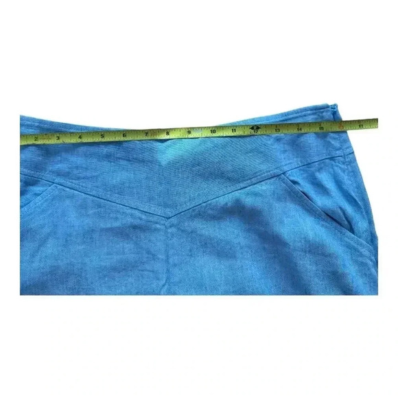 INC International Concepts blue linen blend wide leg Pants Chambray 8 - Picture 12 of 16